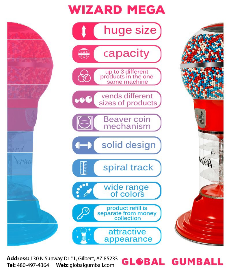 5' Wizard Spiral Gumball Machine